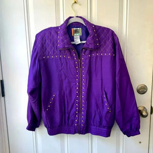 Vintage silk tracksuit by EVR purple beaded size small petite 90s